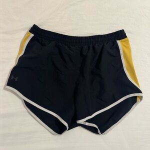 Under Armour Black Athletic Shorts with Yellow Side Panels